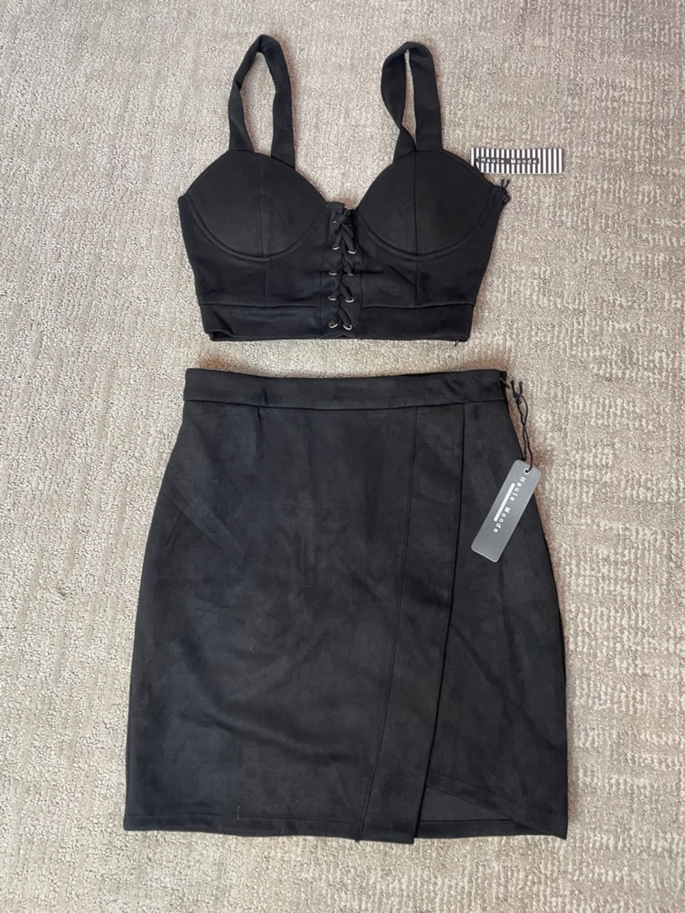 Haute Monde Black Mini Wrap Skirt